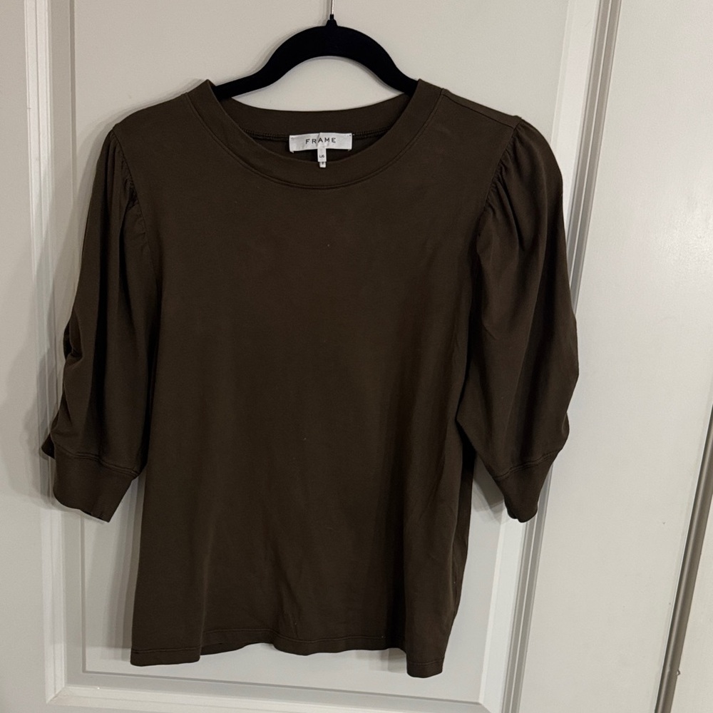 Frame Denim Dark Green Puff Sleeve Tee - Picture 6 of 6